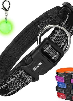 Світловідбивний нейлоновий нашийник для собак ruxan (чорний м)