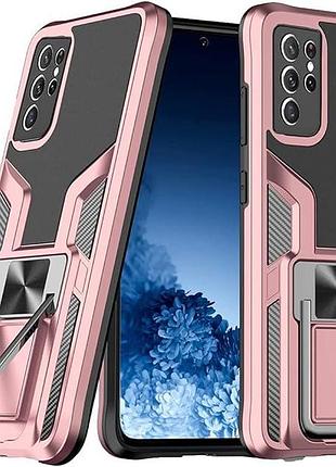 Чехол для samsung galaxy s21 ultra жесткий, крепкий чехол военного класса (розовый)