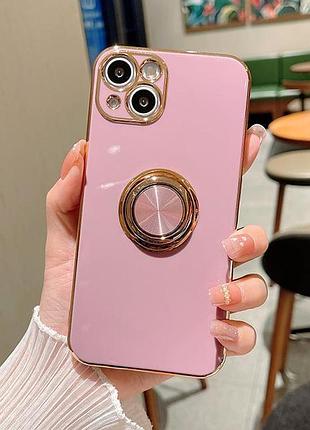 Невероятно красивый чехол dinick для iphone 14 6.1 дюйма с кольцом (розовый, золотой)