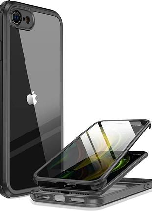 Защитный чехол со стеклом easyacc для iphone se и iphone 7/8 (черный, прозрачный)