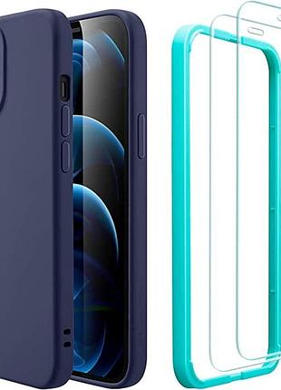 Силіконовий чохол esr із 2 захисних екранів із загартованого скла, сумісний з d iPhone 12 (синій)