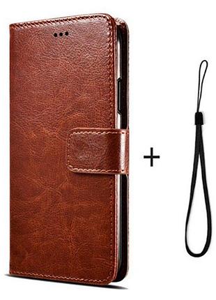 Чохол книжка для vivo x60 pro з захистом для камери (коричневий)
