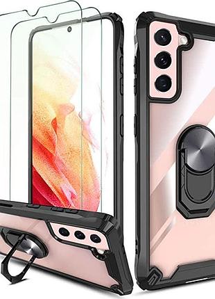 Чехол qhohq для samsung galaxy s21 5g 6.2 + 2 скла