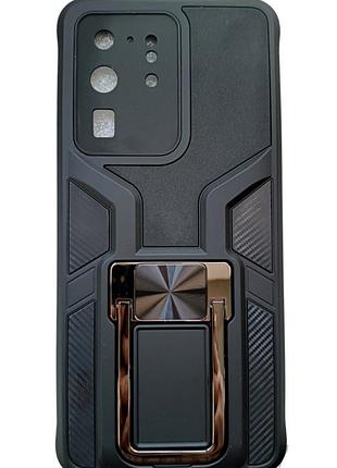 Усиленный чехол для samsung galaxy s20 ultra с подставкой (черный)
