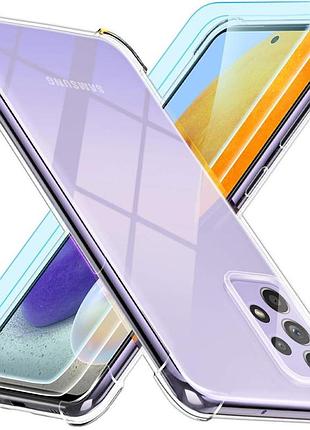 Кришталево прозорий силіконовий чохол peakally для samsung galaxy a72 в комплекті зі склом для дисплею 2 шт