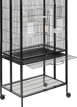 Клетка для птиц amazon basics с передвижной подставкой и полкой для хранения, 68x46x129 см, съемная, черная