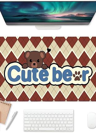 Большой коврик для мыши wehilio xxl 900 x 400 мм с милым принтом (коричневый)