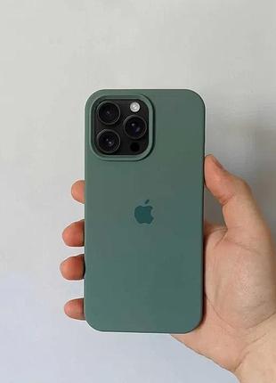 Чехол apple для iphone 15, премиум качество, полная защита, мягкая микрофибровая подкладка (мидинайт грин)