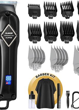 Машинка для стрижки волос glaker для мужчин, беспроводная, с 11 насадками (черная)