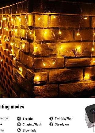 Гірлянда brizlabs 360 led 15 м тепле біле світло, водонепроникна, 8 режимів, для вулиці та дому (розетка uk)