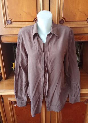 Шовкова сорочка блузка коричнева блуза шовк