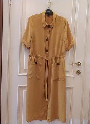 Платье-халат женское из матового жамаканого полиэстра ярко-горчичного цвета (моя камера этого не видит) primark размер 16