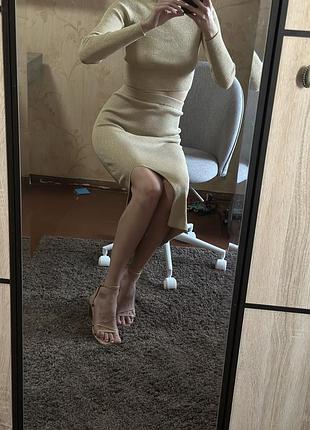 Комплект спідниця в кофта золота