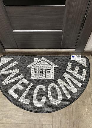 Килим 50х80 см безворсовий сірий антрацит на гумовій основі, універсальний, придверний welcome flex 19164/80