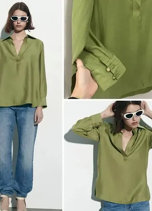 Свободная рубашка zara из лиоцелл