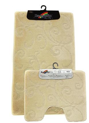 Набор ковриков бежевый 60х100 см + 50х60 см в ванную комнату banyolin silver beige clt 14