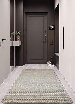 Килим 67х120см безворсовий світло-бежевий на гумовій основі, універсальний, для кухні, ванної  flex однотон 19706/19