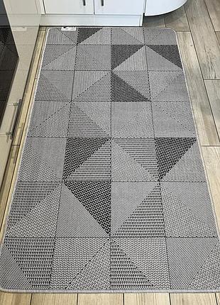 Ковер 120х180 см безворсовый серый на резиновой основе универсальный, для кухни, ванной, коридора flex 1954/08