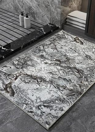 Ковер серый универсальный 0.6x1.1 м на резиновой основе soft gray+brown мрамор 1353-1