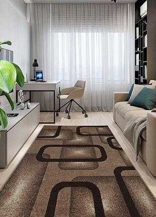 Ковер 1.2 х 1.8 м бежево-коричневый espresso beige / d.brown 02574d