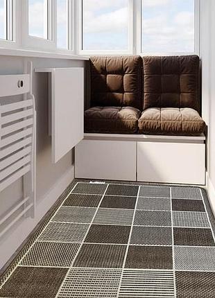 Ковер 120х180 см безворсовый на резиновой основе, для кухни, ванной, коридора flex клетка какао 19697/m91