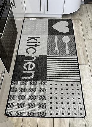 Килим 60х110 см безворсовий сірий на гумовій основі, нековзкий, універсальний, для кухні flex kitchen gray 19053/08