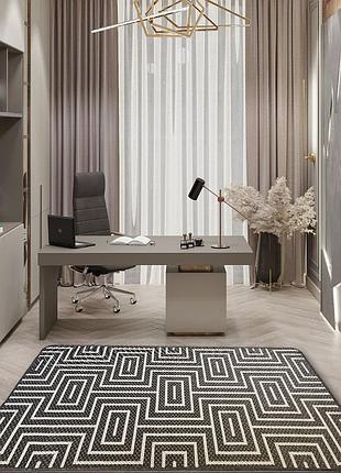 Ковер 150х230 см безворсовый на резиновой основе, для кухни, ванной, корридора flex лабиринт какао 19728/m91