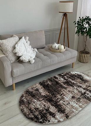 Ковер овальный 0.6 х 1.1 м бежево-коричневый  espresso beige / d.brown 02618a