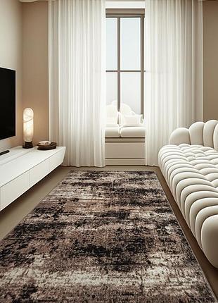 Ковер 1.0 х 2.0 м бежево-коричневый  espresso beige / d.brown 02618a