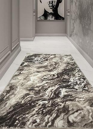 Ковер универсальный бежевый 2.0x3.0 м на резиновой основе коричневый soft beige мрамор-волна 1352-1