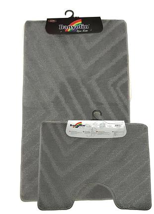 Набір килимків сірий 60х100 см + 50х60 см у ванну кімнату grey clt 201736