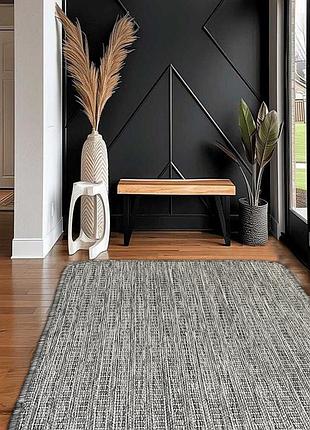 Ковер 150х230 см безворсовый серый на резиновой основе универсальный, для кухни, ванной flex 19706/811