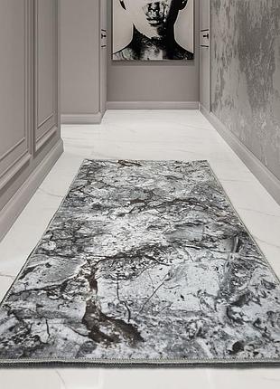 Ковер серый универсальный 2.0x3.0 м на резиновой основе soft gray+brown мрамор 1353-1