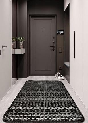 Килим 67х200 см безворсовий коричневий на гумовій основі, універсальний, для кухні, ванної  flex однотон 19706/91