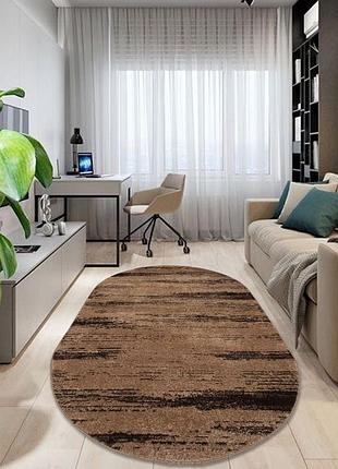 Ковер овальный 1.2 х 1.8 м бежево-коричневый espresso beige / d.brown 02576a