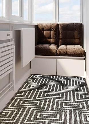 Ковер 100х200см безворсовый на резиновой основе, для кухни, ванной, корридора flex лабиринт какао 19728/m91