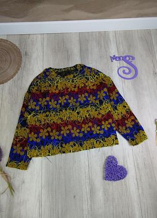 Женский свитшот zara тёплый разноцветный с цветочным принтом размер м