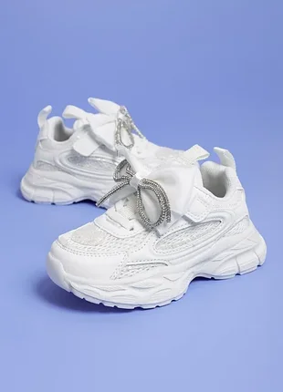 Кроссовки для девочек b11544-6 белые jong jolf серебристая шнуровка и