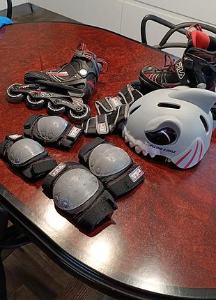 Ролики розсувні с захистом fila, 28-32, та шолом.