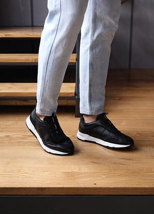 Кроссовки мужские кожа перфорация 591524 черные