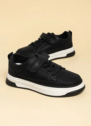 Кроссовки для мальчиков с11601-20 черные на липучках