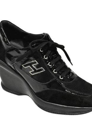 Оригінальні снікерси чорні жіночі італійські hogan😍 ідеал