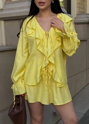 Костюм з шортами жіночий повсякденний на літо літній легкий льняний коричневий рожевий батал