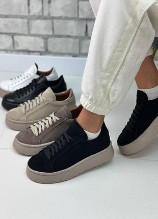 Кеди жіночі натуральна замша/шкіра