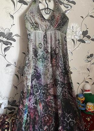 🌈 яркое летнее платье макси с кружевным принтом 🌈