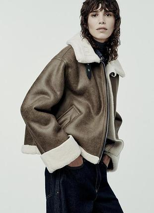 Укорочена дубленка zara, розмір l