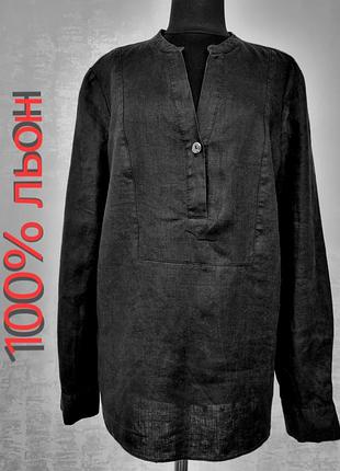 Черная льняная блуза