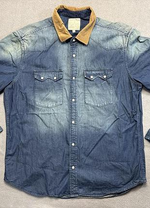 Burton menswear london синяя хлопковая джинсовая рубашка размер xl