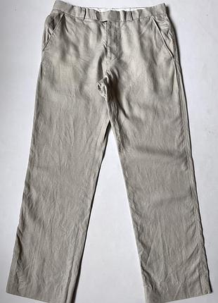 Брюки льняні