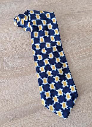 Галстук в клетку сине-желтый галстук